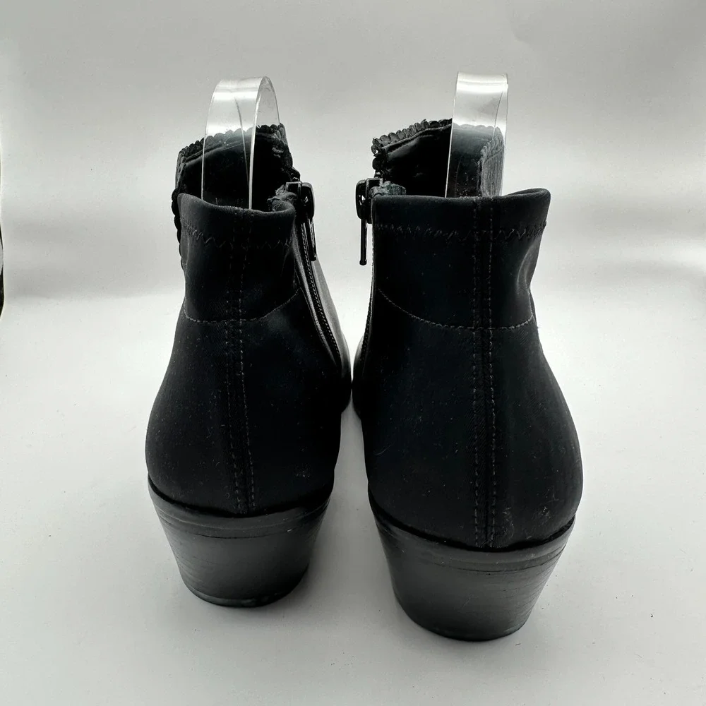 Jack Rogers Bailee Ankle Boots Womens Size‎ 7.5M Leather Block Heel Scalloped